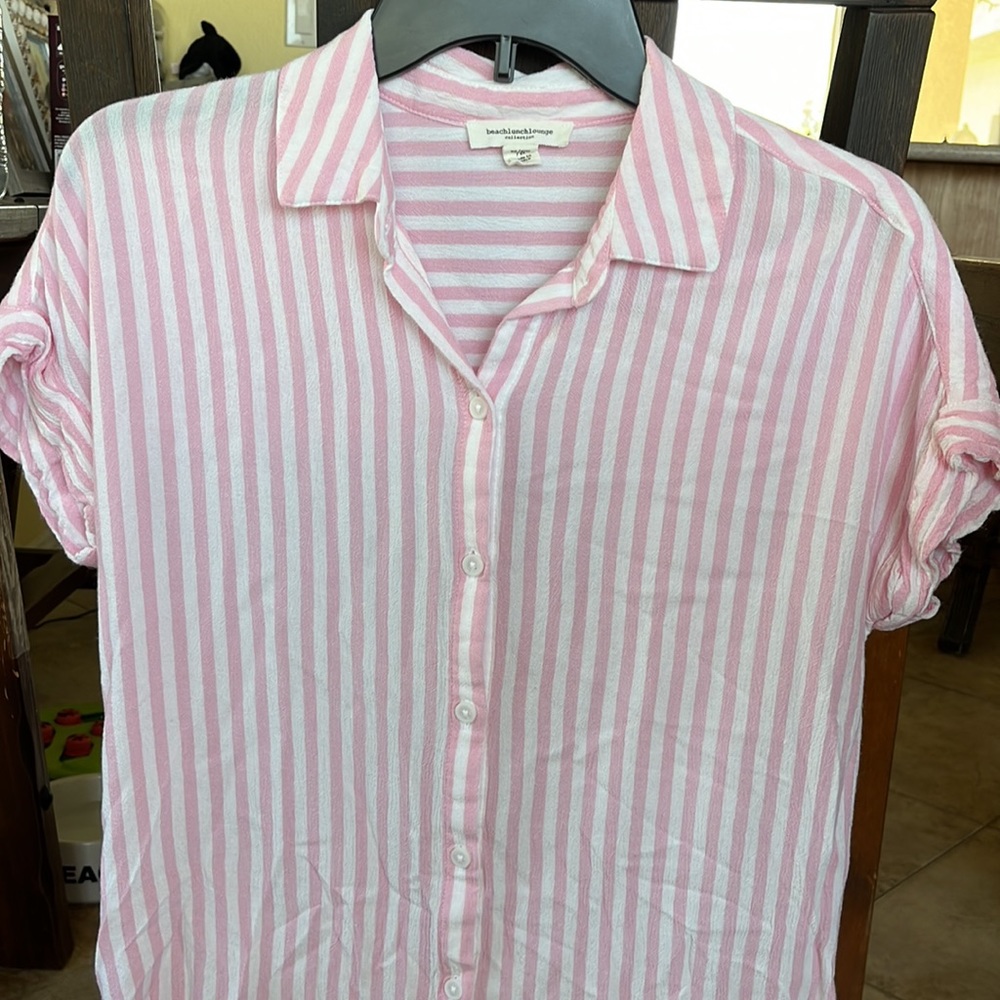 Pink&White Striped Button Down